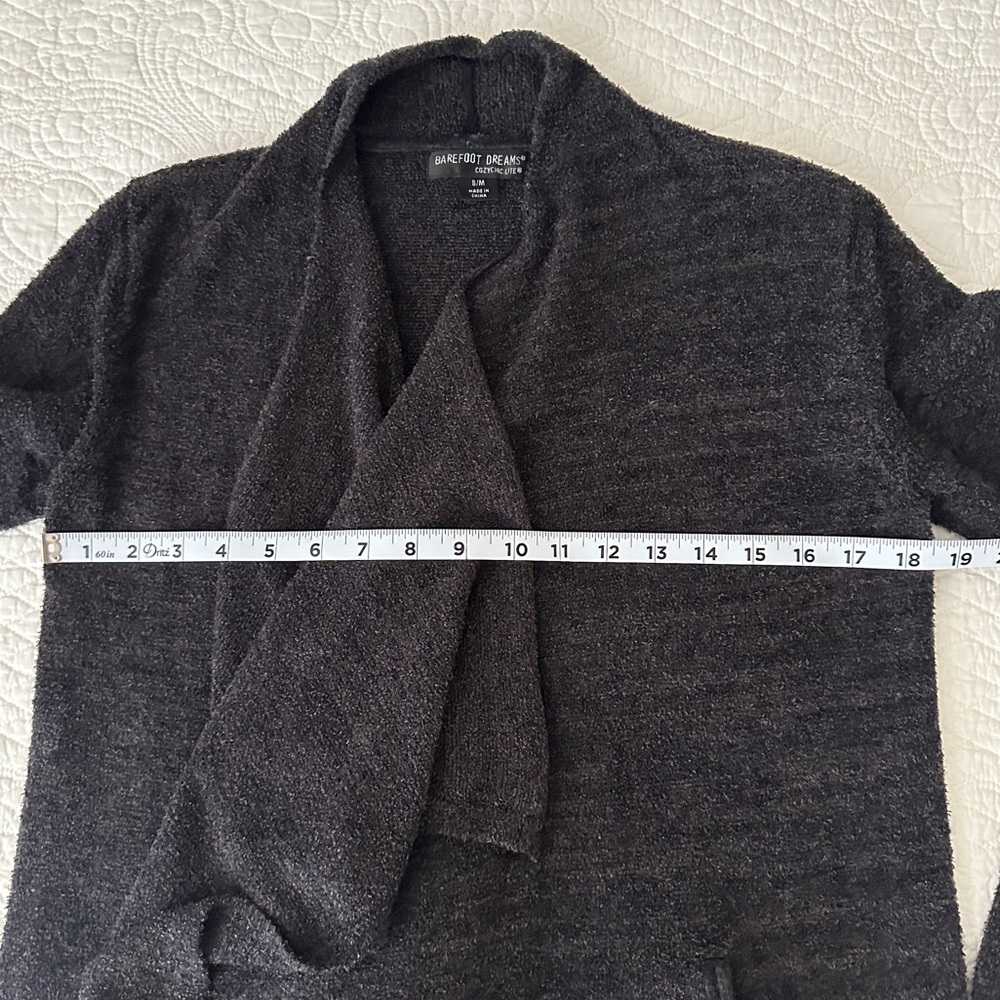 Barefoot Dreams Gray CozyChic Light Island Wrap Cardigan Sweater Sz S/M - Picture 6 of 12